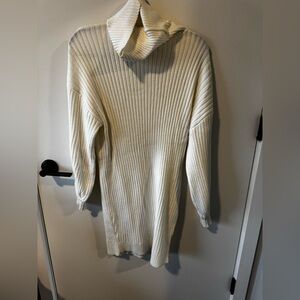 Warm Cream Turtleneck Sweater Dress